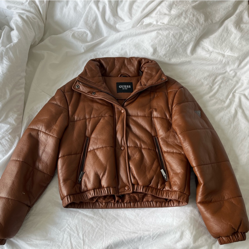 Guess Tan Leather Outerwear